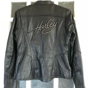 Harley Davidson Embellished Leather Jacket